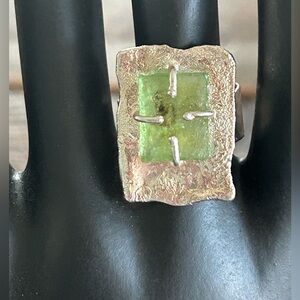 .925 Roman Glass Hammered Ring